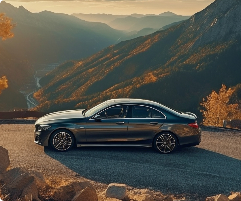 Car on a mountain road